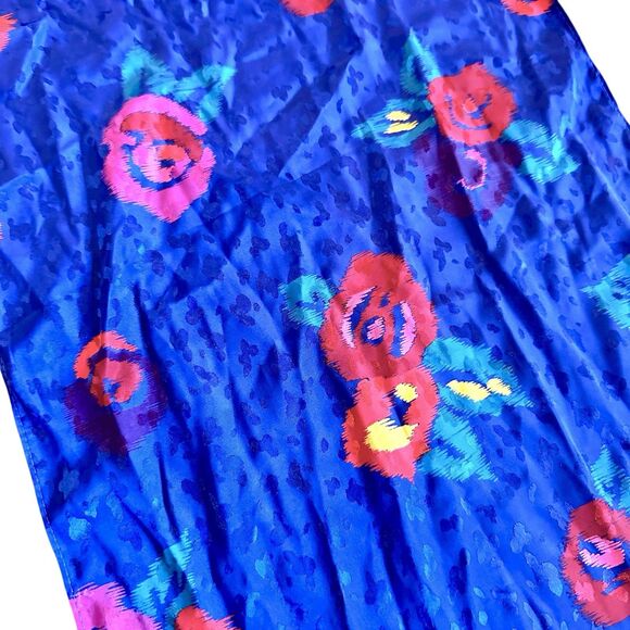 Vintage Scarf 12” x 50” Abstract Floral Painterly Rose Silky Parisian Boho Indie - Picture 3 of 6